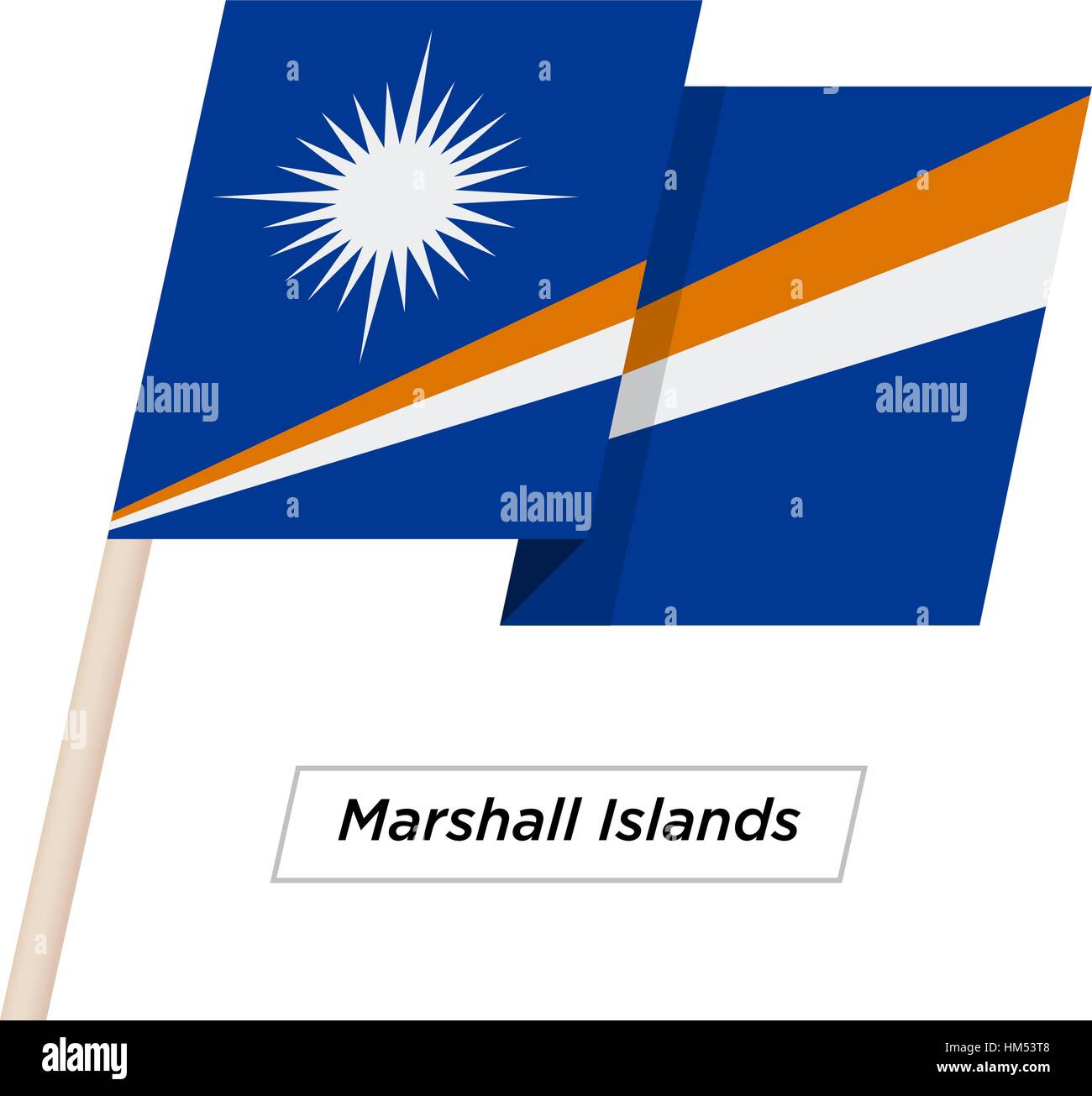 Marshall Islands Ribbon Waving Flag Isolated on White. Vector Illustration. Stock Vector