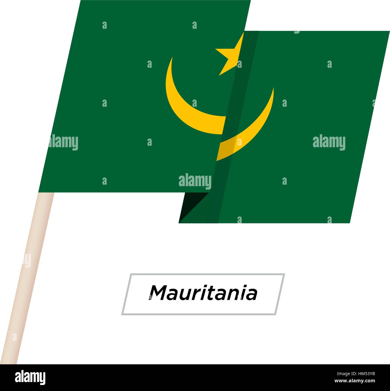 Mauritania Ribbon Waving Flag Isolated on White. Vector Illustration. Stock Vector