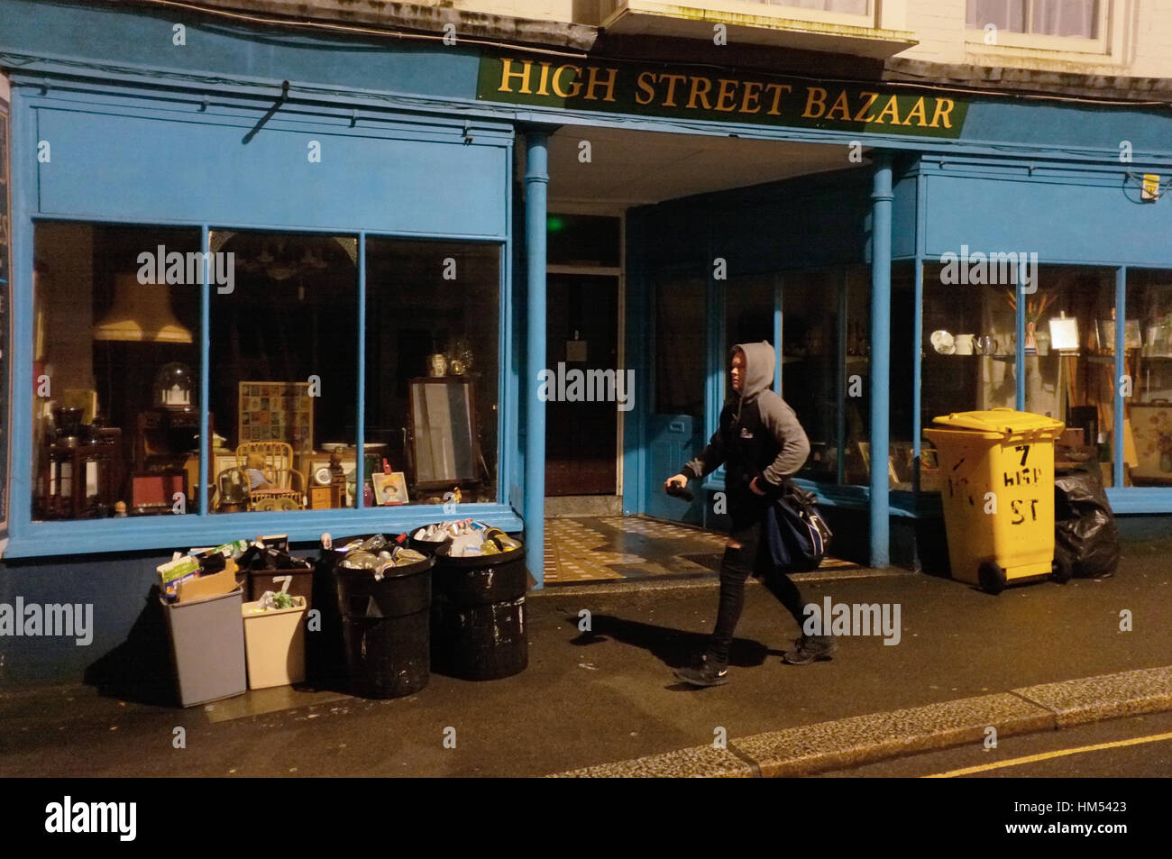 Rubbish for collection in Falmouth, Cornwall. Stock Photo