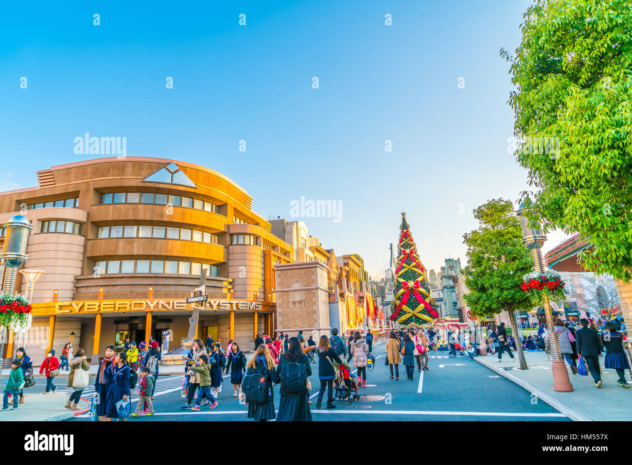 Osaka, Japan - 1 December 2015: The theme park attractions based on the film industry at Universal Studios Theme Park in Osaka, Japan on christmas cel Stock Photo