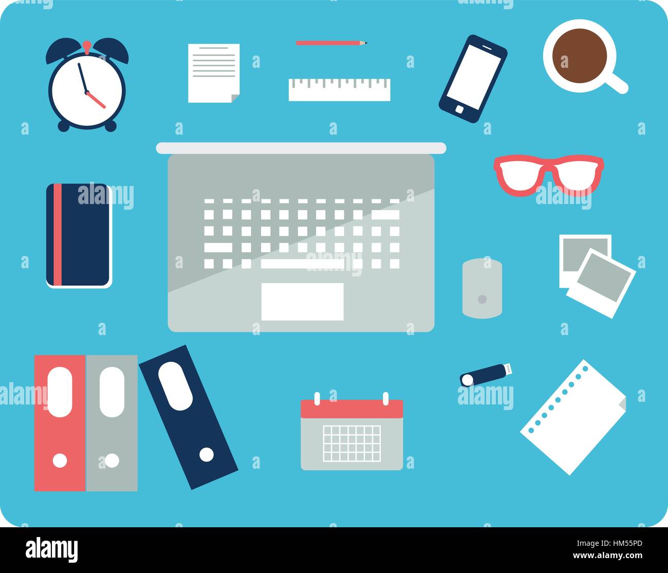 vector illustration of office icons flat Stock Vector Image & Art - Alamy