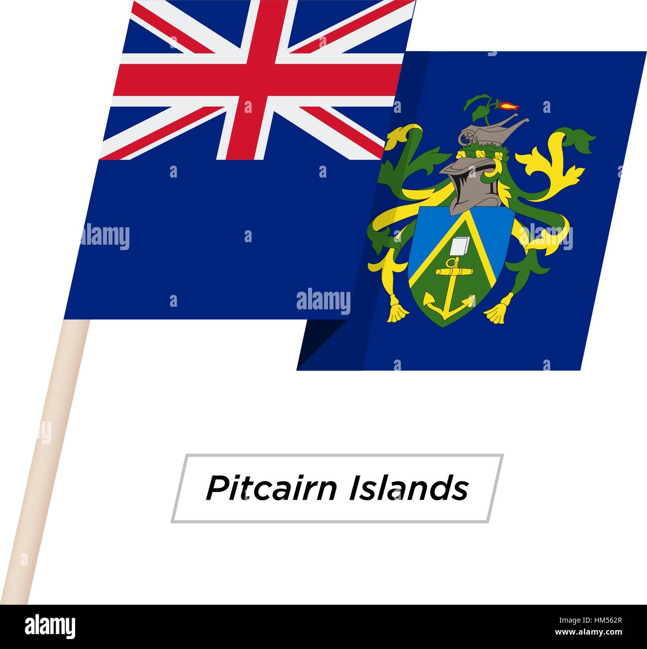 Pitcairn Islands Ribbon Waving Flag Isolated on White. Vector Illustration. Stock Vector