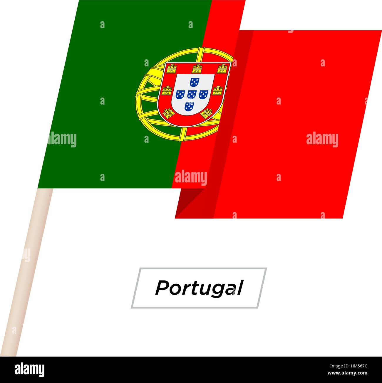Portugal Ribbon Waving Flag Isolated on White. Vector Illustration. Stock Vector