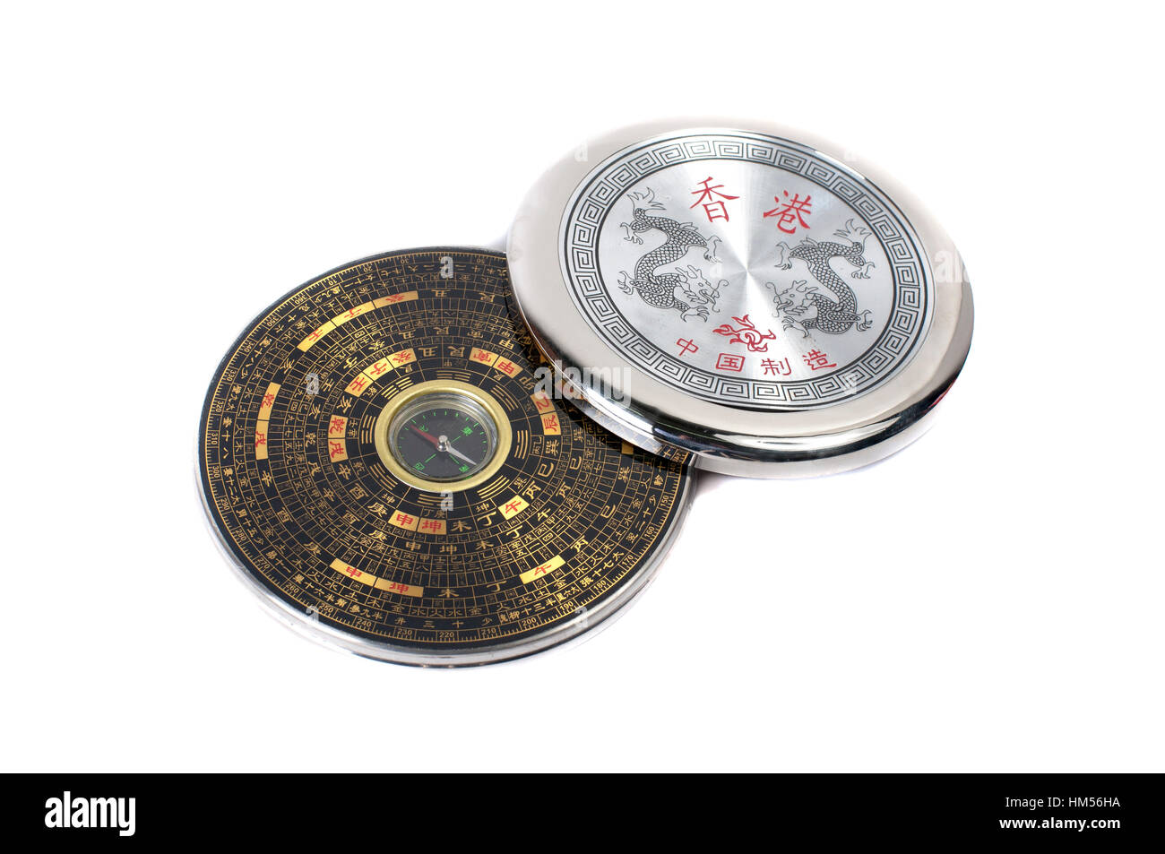 Chinese magnetic compass - Luopan. Isolated on white background. Stock Photo
