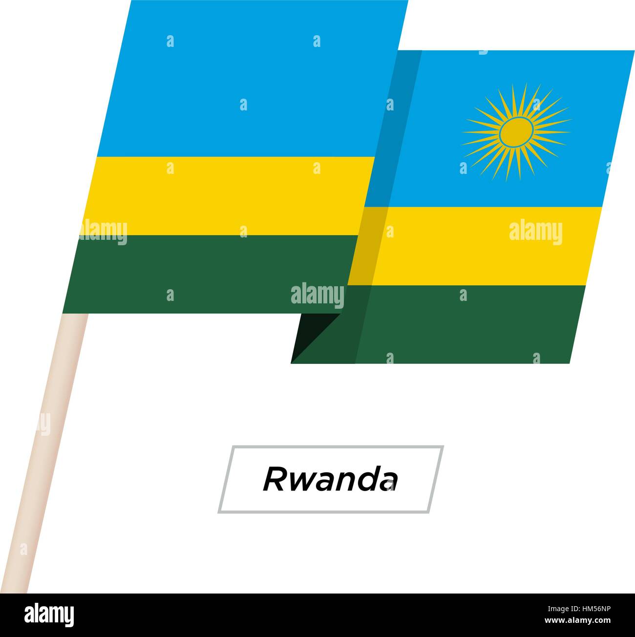 Rwanda Ribbon Waving Flag Isolated on White. Vector Illustration. Stock Vector