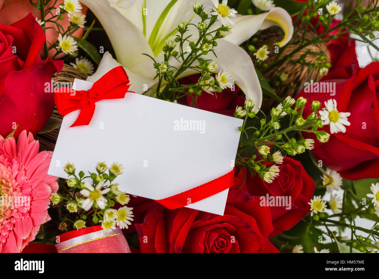 Colorful Bunch of flowers with card Stock Photo - Alamy