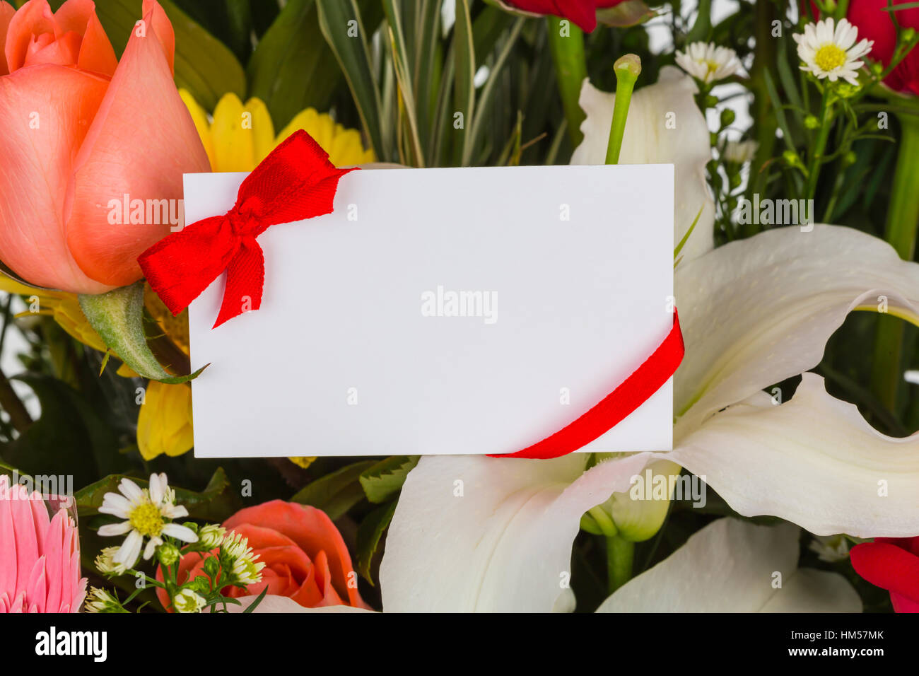 Colorful Bunch of flowers with card Stock Photo - Alamy