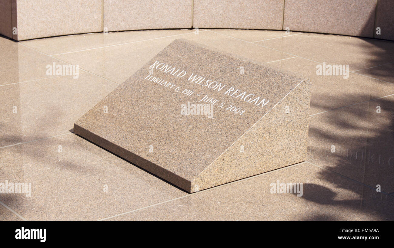 SIMI VALLEY, CALIFORNIA, UNITED STATES - OCT 9th, 2014: President Ronald Reagan's final resting place at the Presidential Library Stock Photo