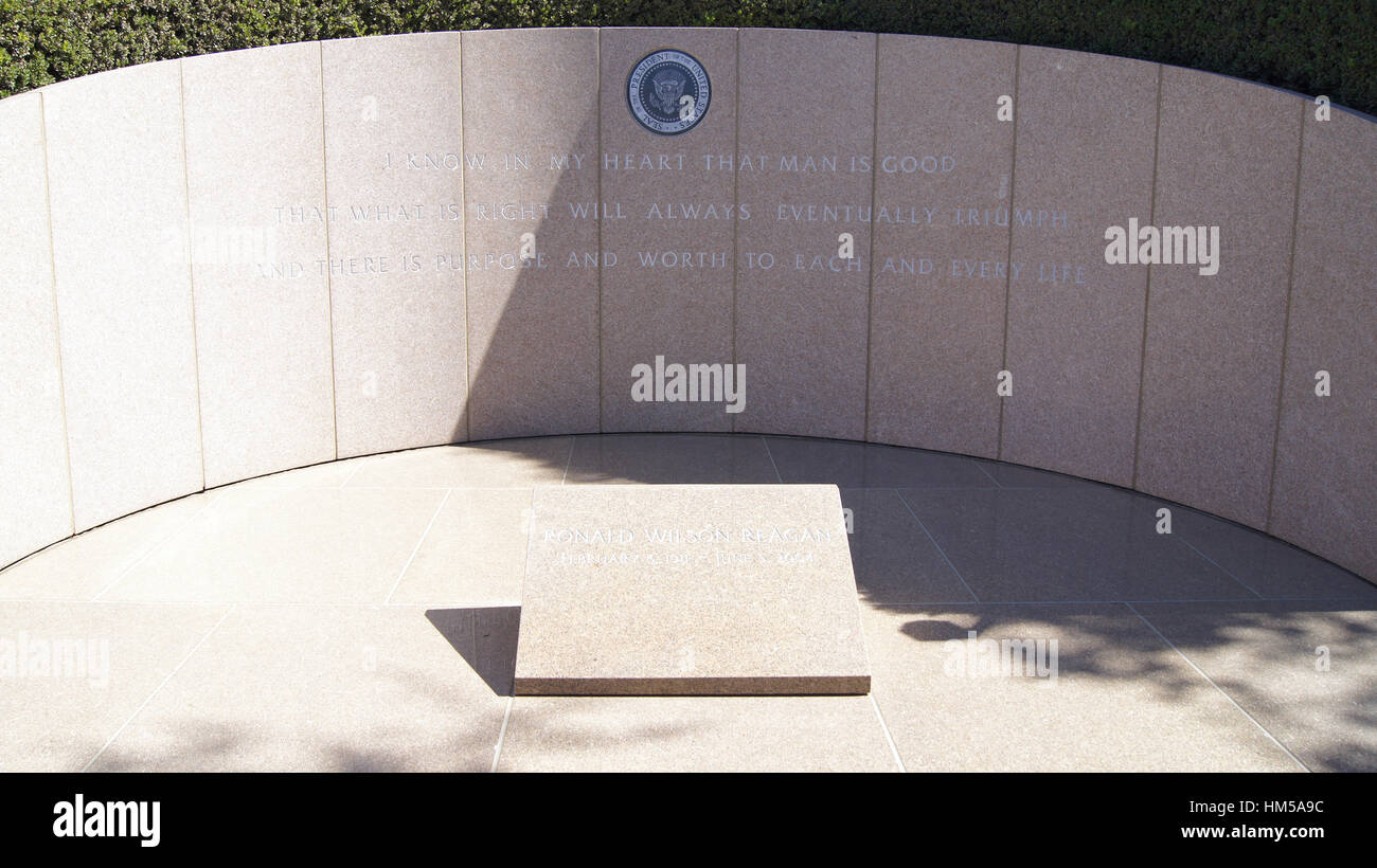 SIMI VALLEY, CALIFORNIA, UNITED STATES - OCT 9th, 2014: President Ronald Reagan's final resting place at the Presidential Library Stock Photo
