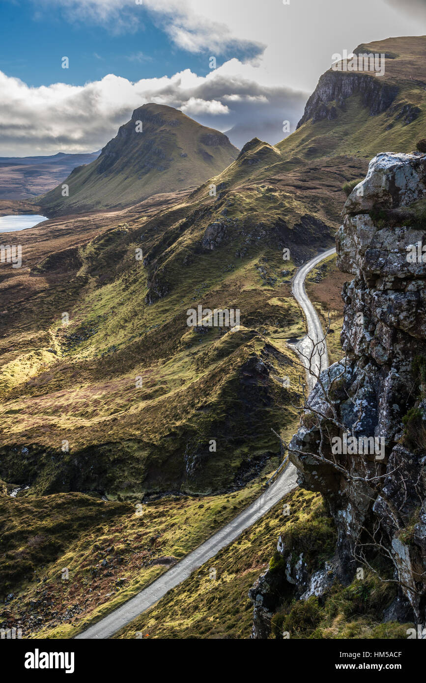 Wild road up the Quiraing on the Isle of Skye Stock Photo