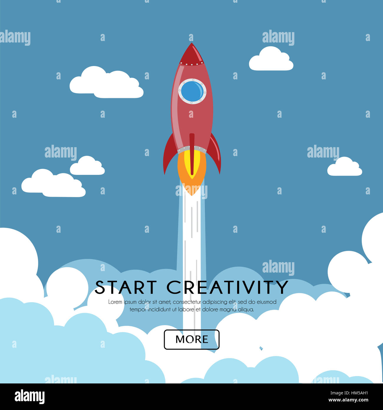 Flat design of Creativity Rocket launch. Start Up Concept Stock Photo ...