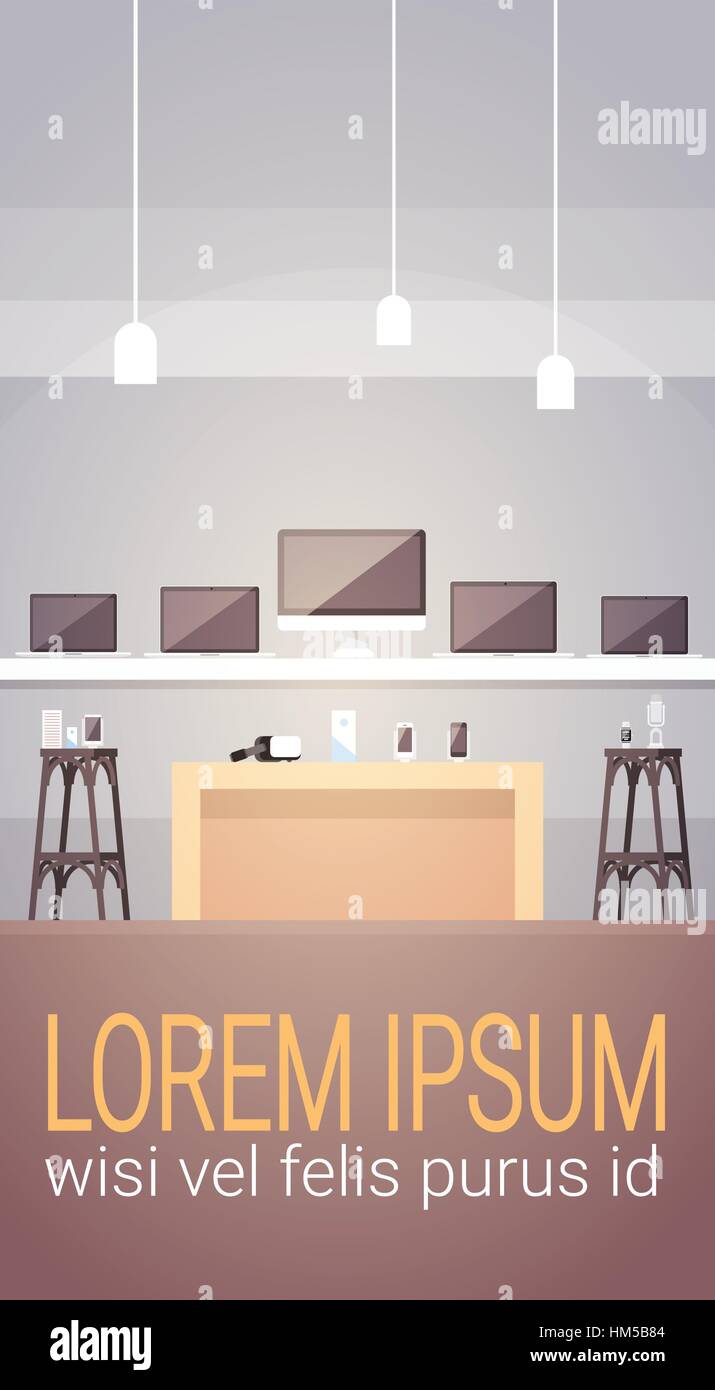 Modern Electronics Store Shop Interior Banner With Copy Space
