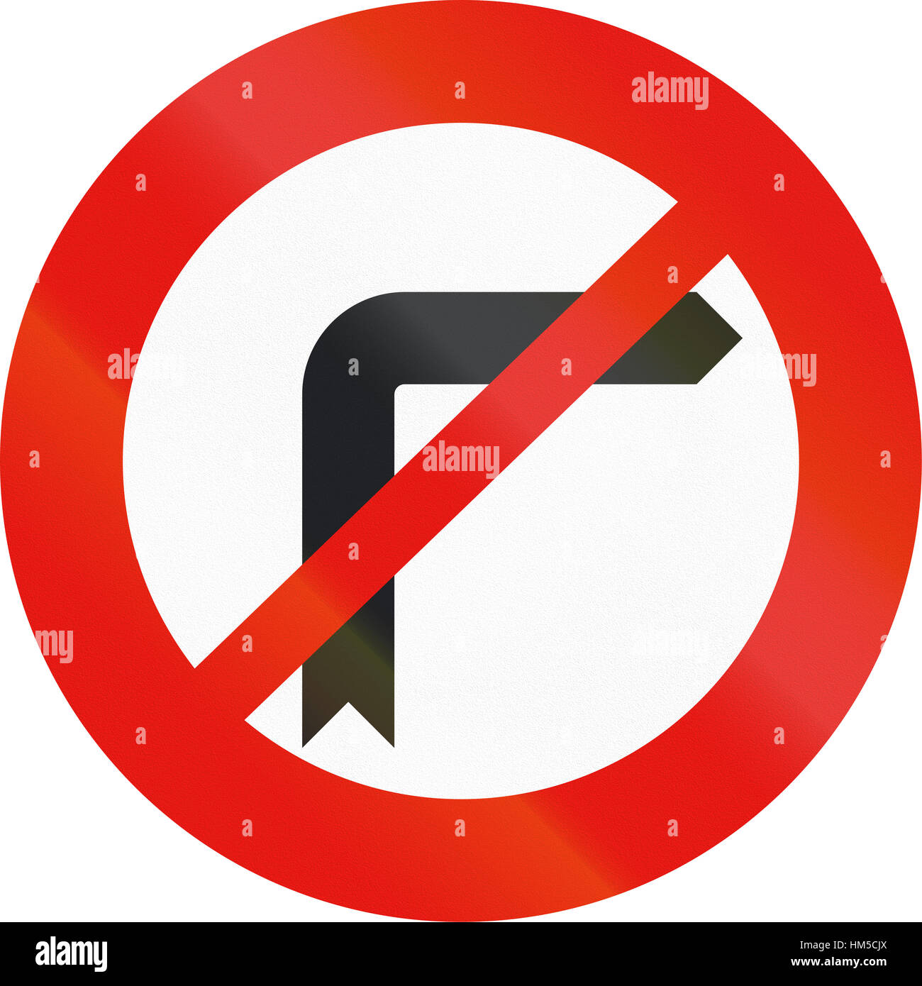 Road sign used in Spain - Prohibited right turn Stock Photo - Alamy