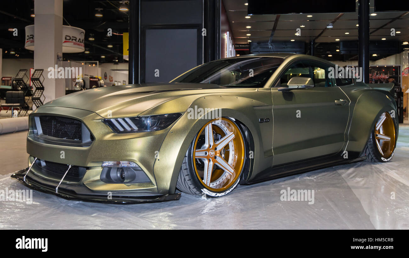 Customized Ford Mustang car at SEMA. Stock Photo