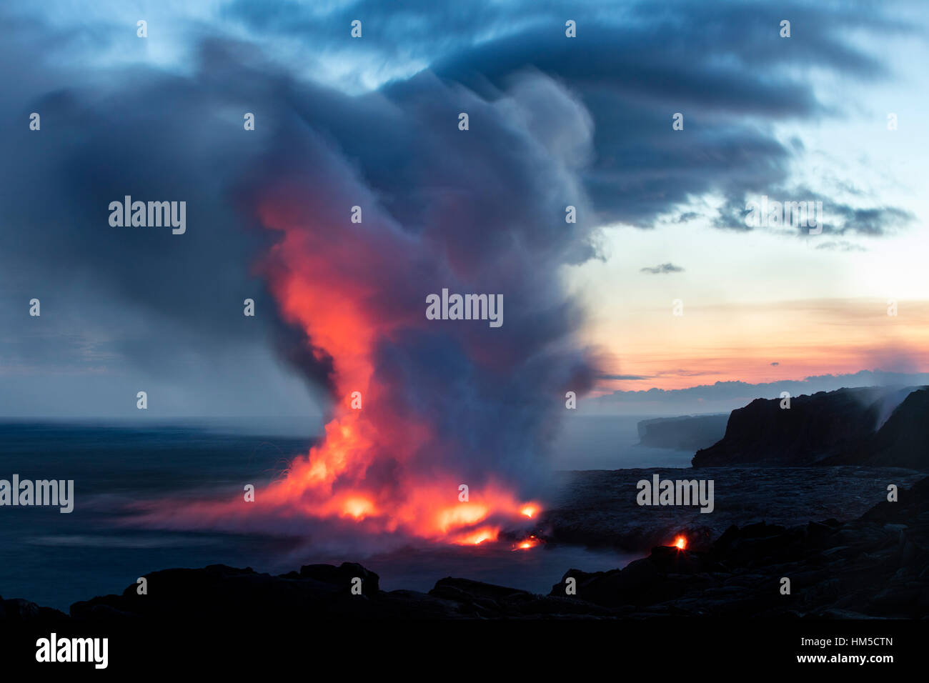 Lava entering ocean, Kalapana, Hawai'i Volcanoes National Park, Big