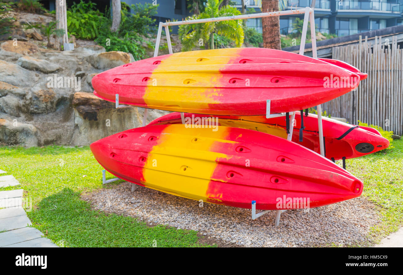 kayaks on the beach Stock Photo - Alamy
