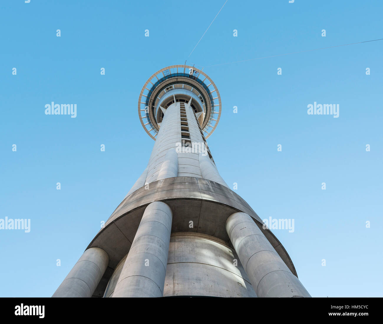 Sky Tower, worm's-eye view, Central Business District, Auckland Region, North Island, New Zealand Stock Photo