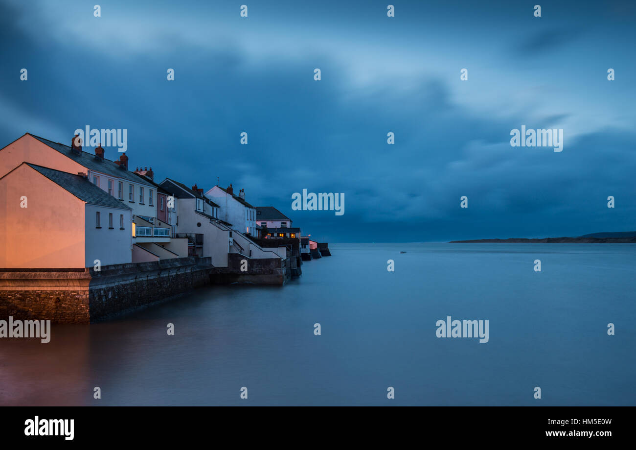 Dusk view of appledore, fishing village in North Devon, UK Stock Photo