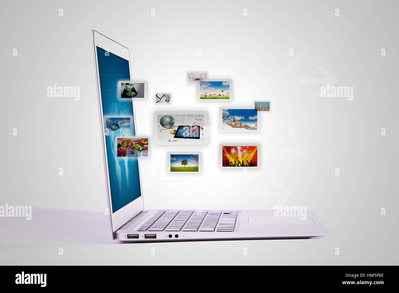 White Laptop Isolated on white background Stock Photo - Alamy
