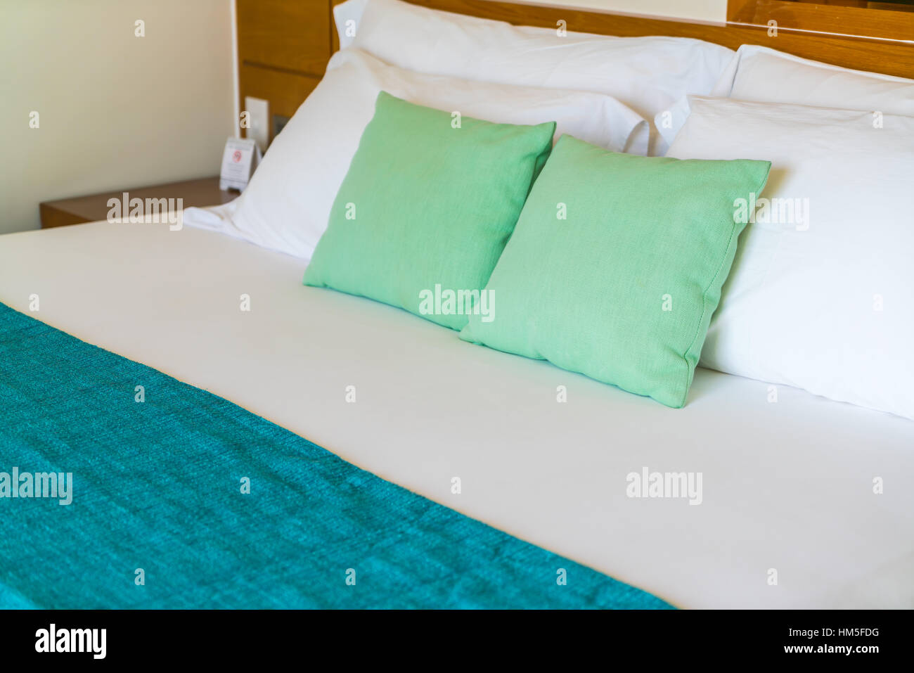 Comfortable pillows and bed Stock Photo Alamy