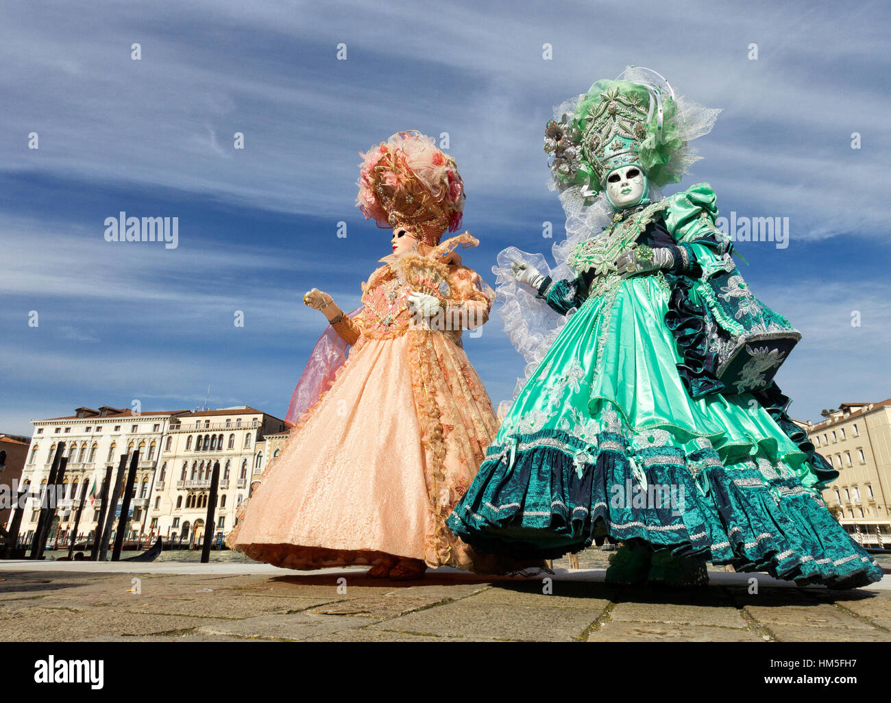 VENICE - FEBRUARY 7: Costumed people on the Piazza San Marco during Venice Carnival on February 7, 2013 in Venice, Italy. This year the Carnival was h Stock Photo