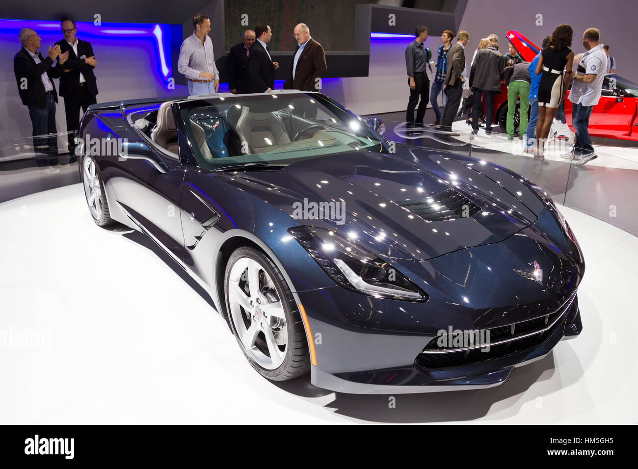 FRANKFURT, GERMANY - SEP 13: Corvette Stingray Convertible at the IAA motor show on Sep 13, 2013 in Frankfurt. More than 1.000 exhibitors from 35 coun Stock Photo