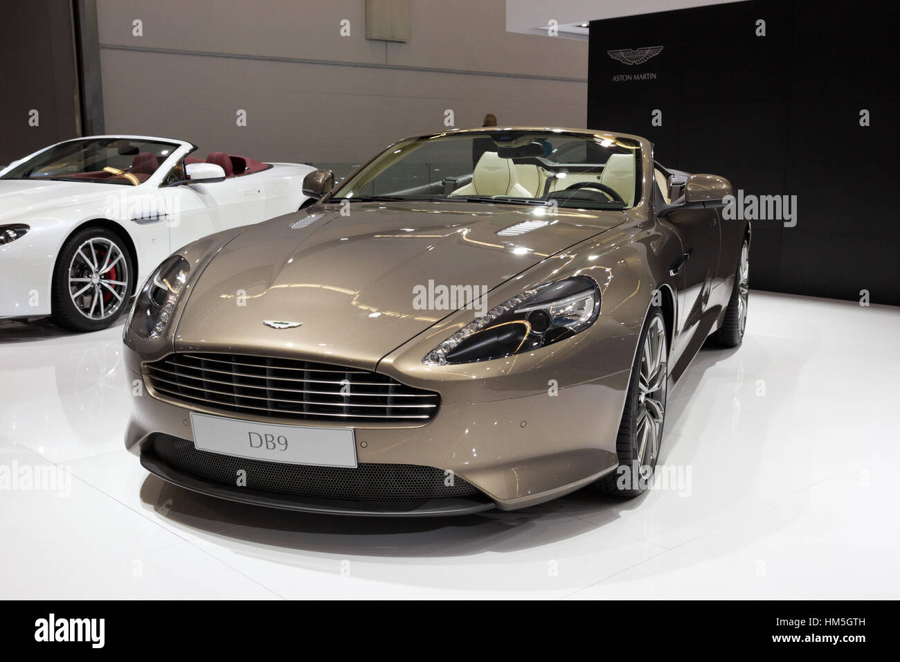 FRANKFURT, GERMANY - SEP 13: Aston Martin DB9 at the IAA motor show on Sep 13, 2013 in Frankfurt. More than 1.000 exhibitors from 35 countries are pre Stock Photo