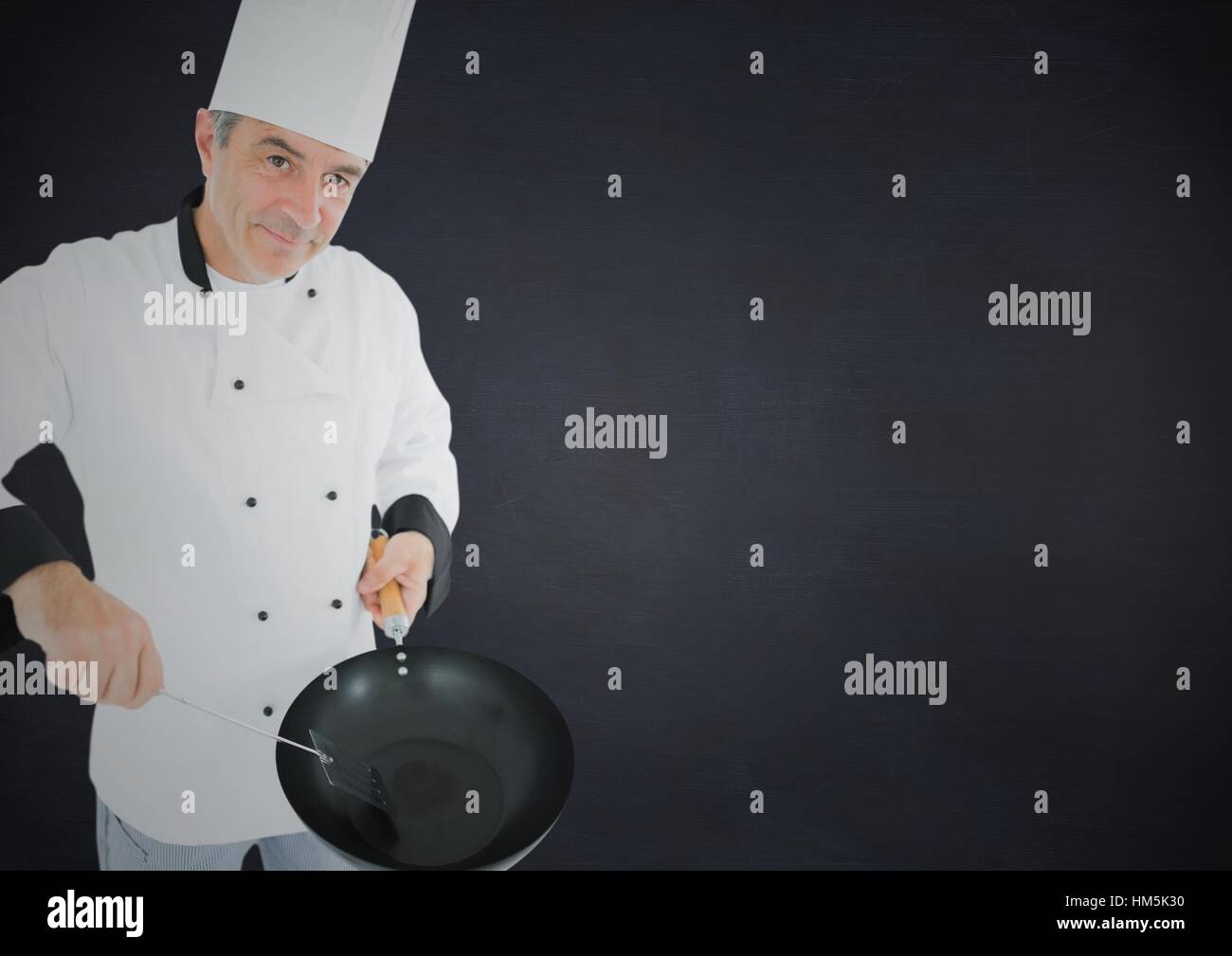 Portrait of chef with frying pan Stock Photo Alamy