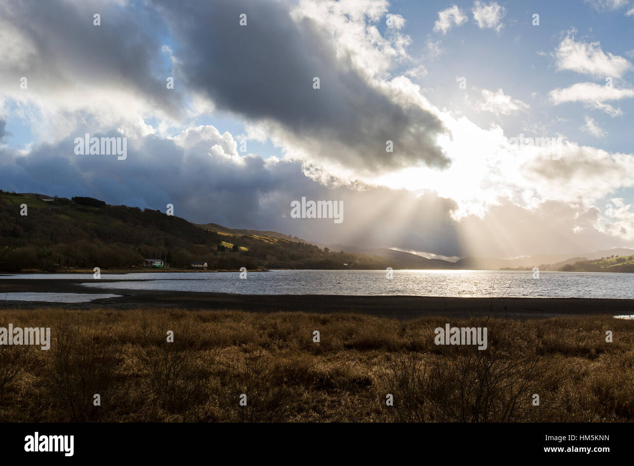 Lake Bala, also known as Llyn Tegid in Gwynedd, Wales. Stock Photo