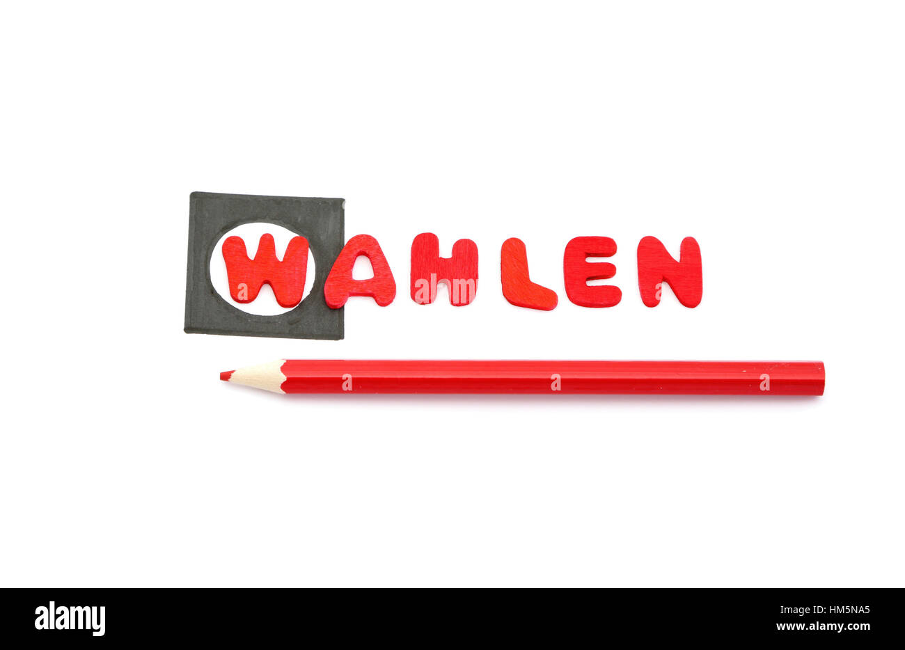 Red pencils and the word wahlen which means elections in german Stock Photo