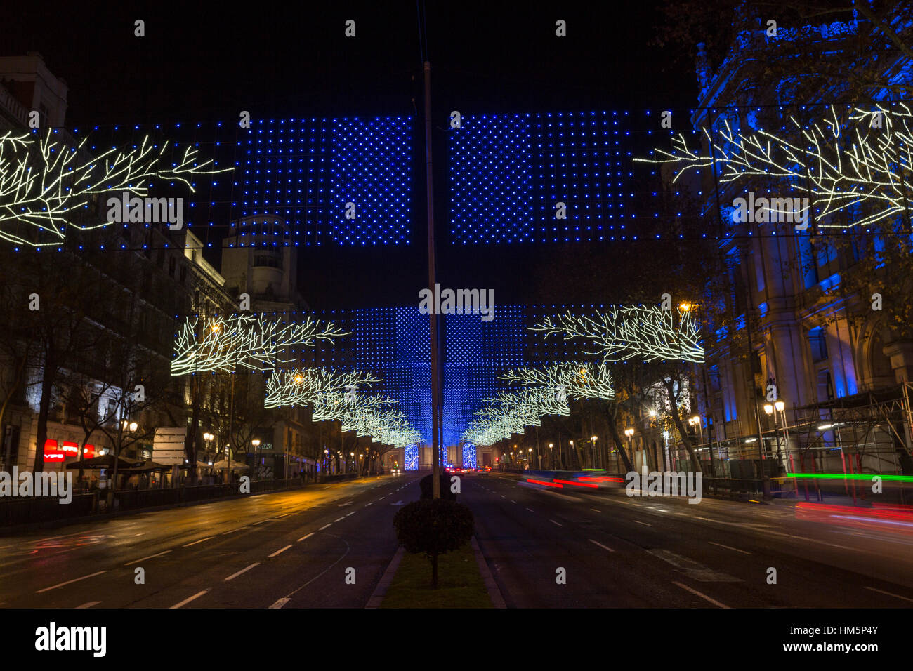 Calle de Alcala with illuminations during Christmas Stock Photo