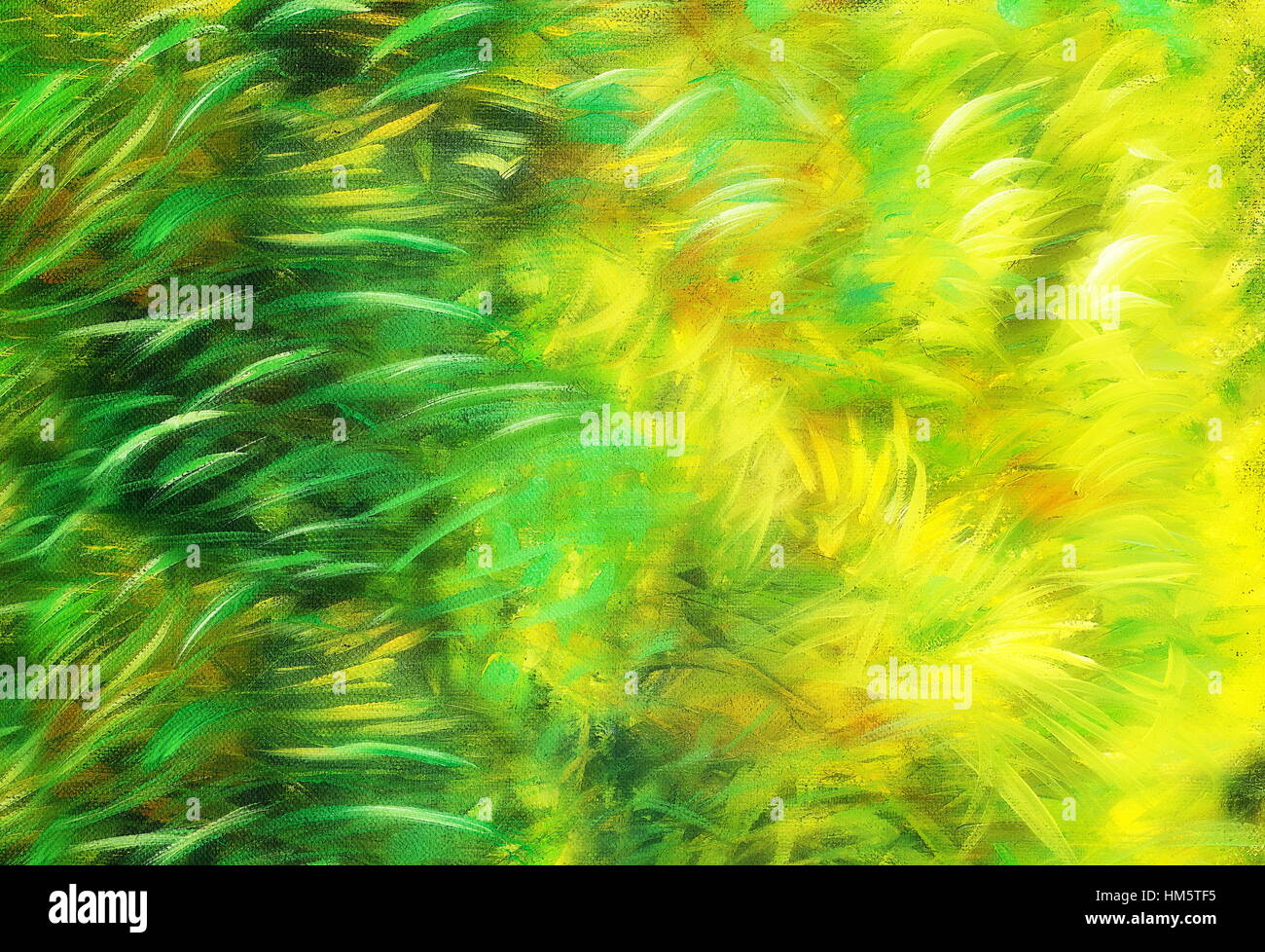 wild meadow grass structure in bright green tones, painting deta Stock Photo
