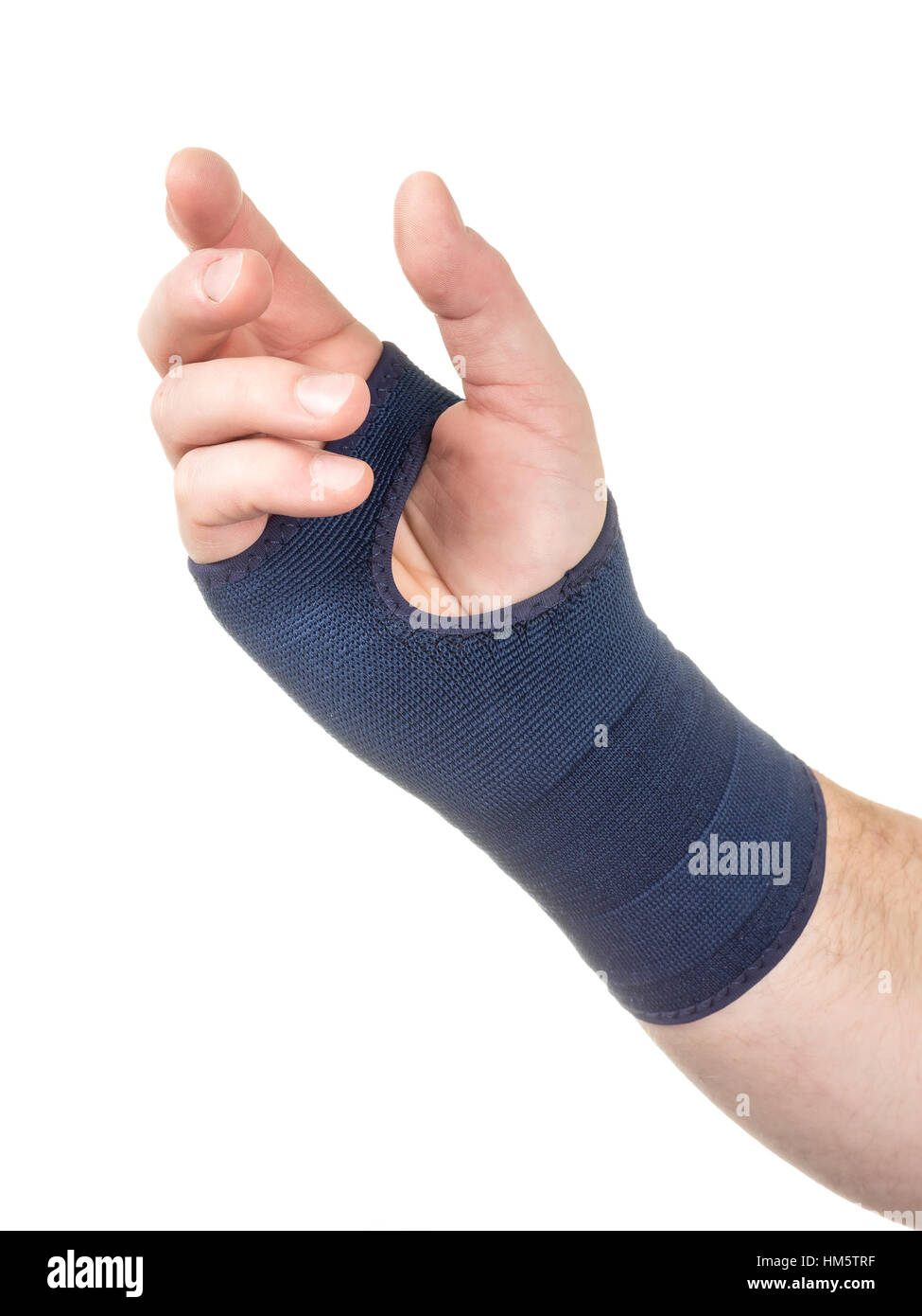 Hand with elastic wrist support isolated on white Stock Photo Alamy