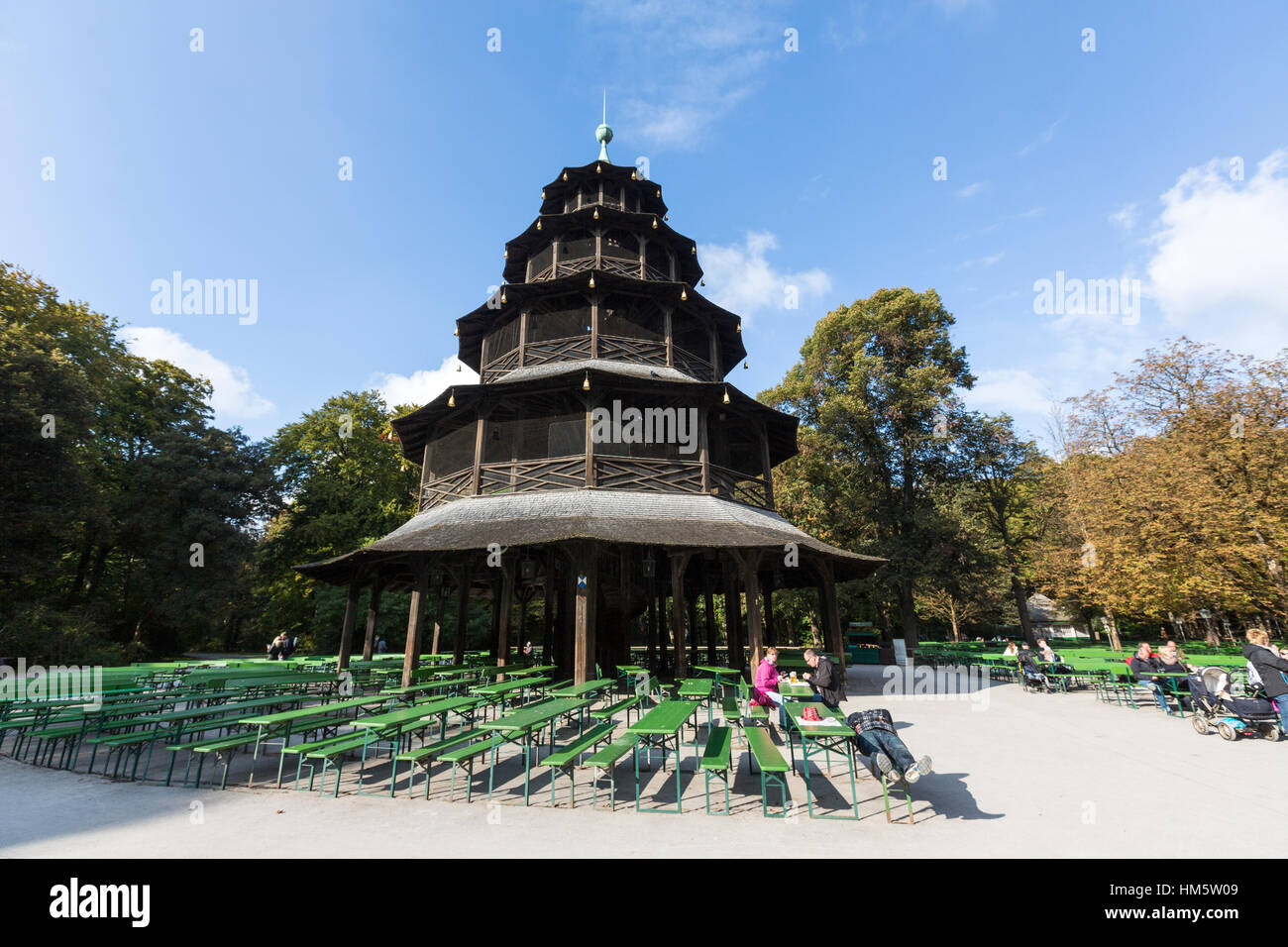 Tourists Eating In The Chinese Tower Englischer Garten English