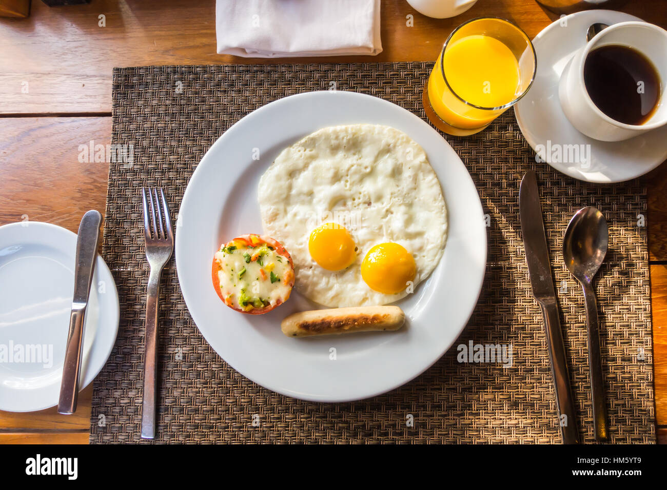 Breakfast with egg and sausage Stock Photo - Alamy
