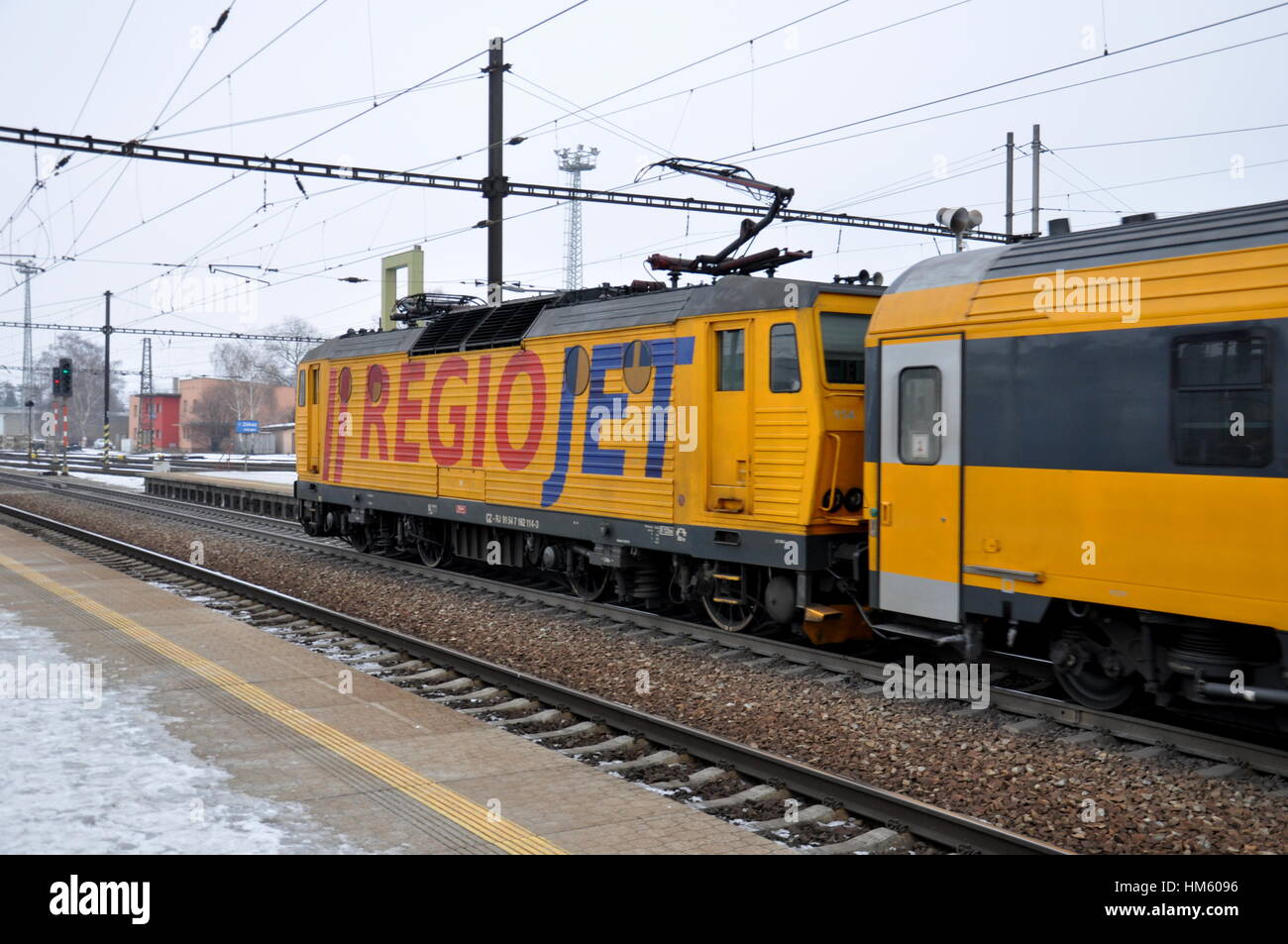 Electric Locomotive Company RegioJet train, transportation, railway, Pardubice Stock Photo