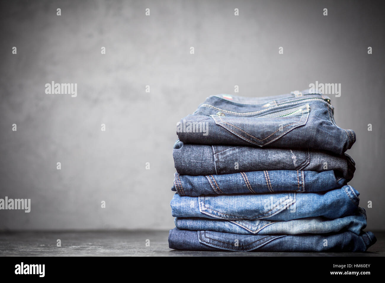 Pile of jeans Stock Photo