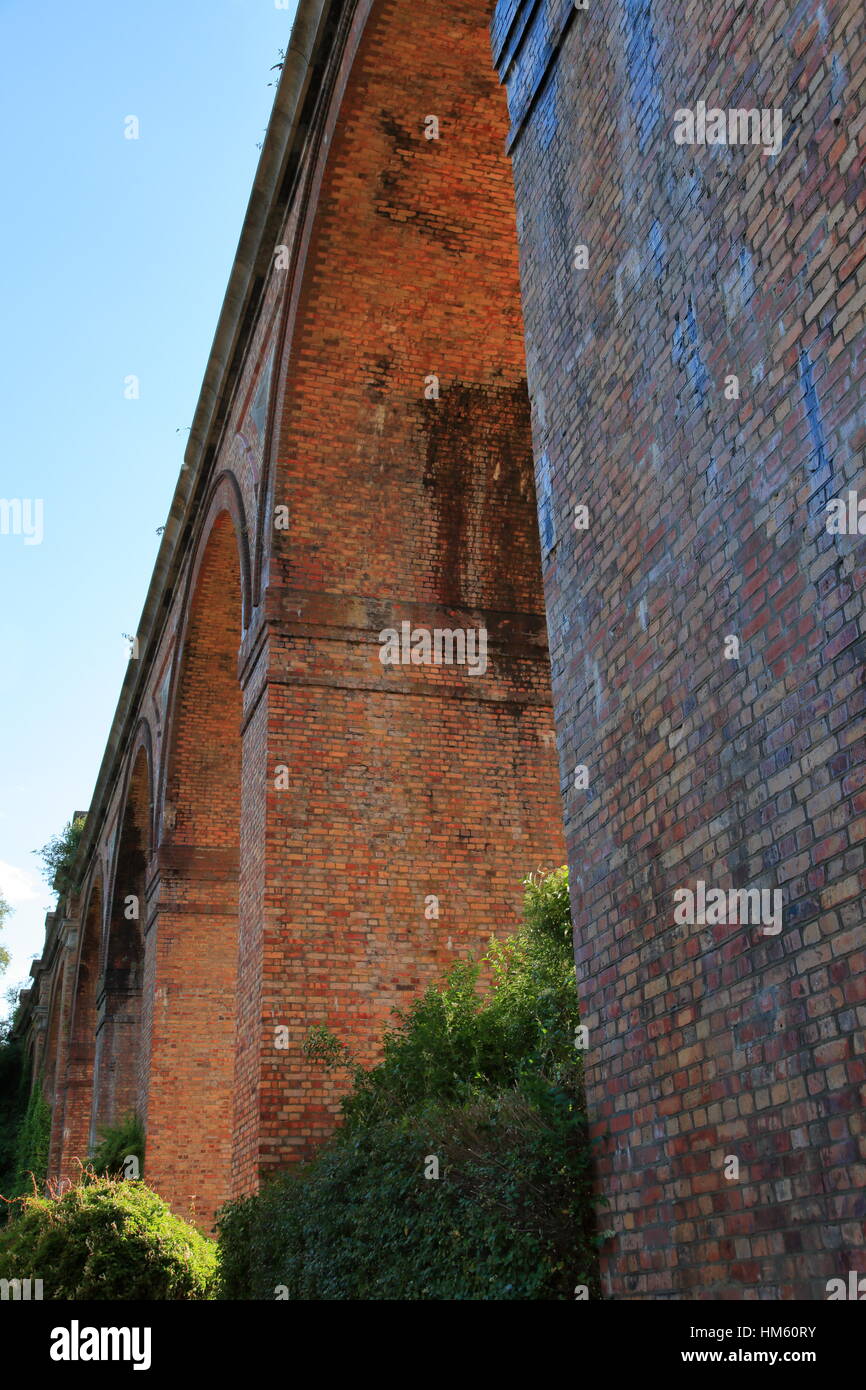 Victorian brick built railway viaduct archways across the Bourne Valley