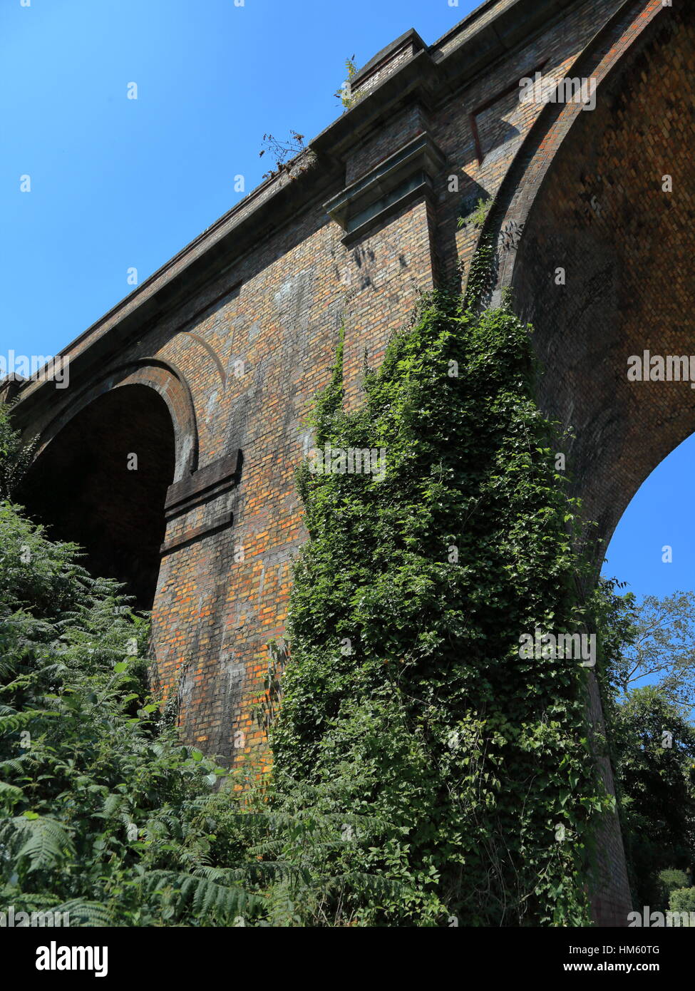 Victorian brick built railway viaduct archways across the Bourne Valley