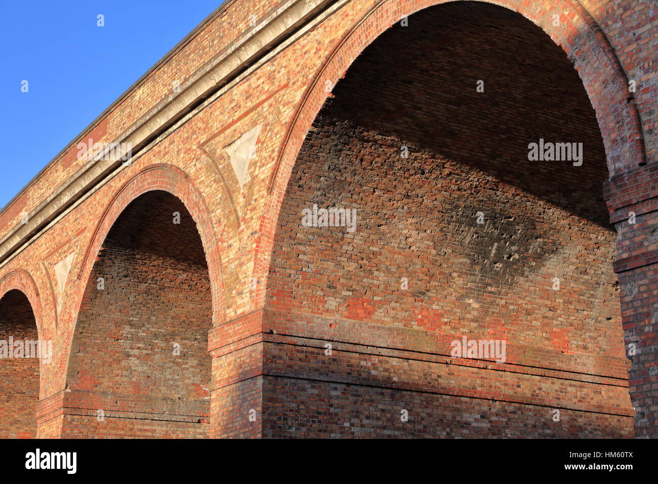 Victorian brick built railway viaduct archways across the Bourne Valley