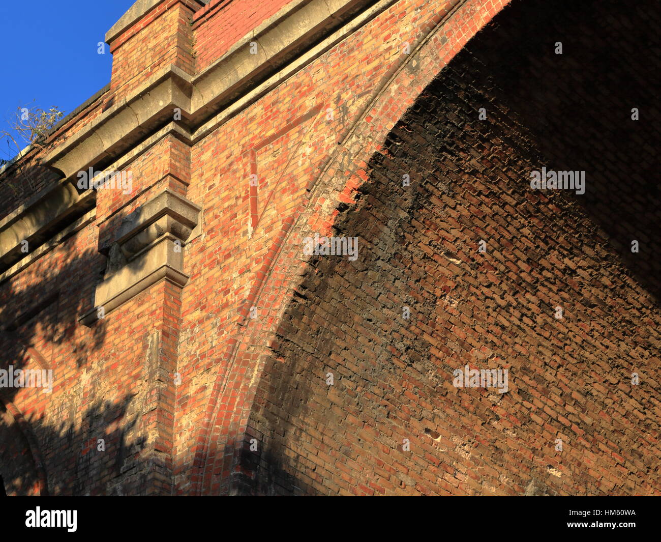 Victorian brick built railway viaduct archways across the Bourne Valley