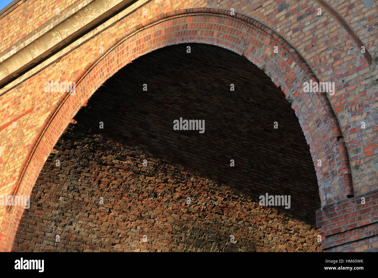 Victorian brick built railway viaduct archways across the Bourne Valley