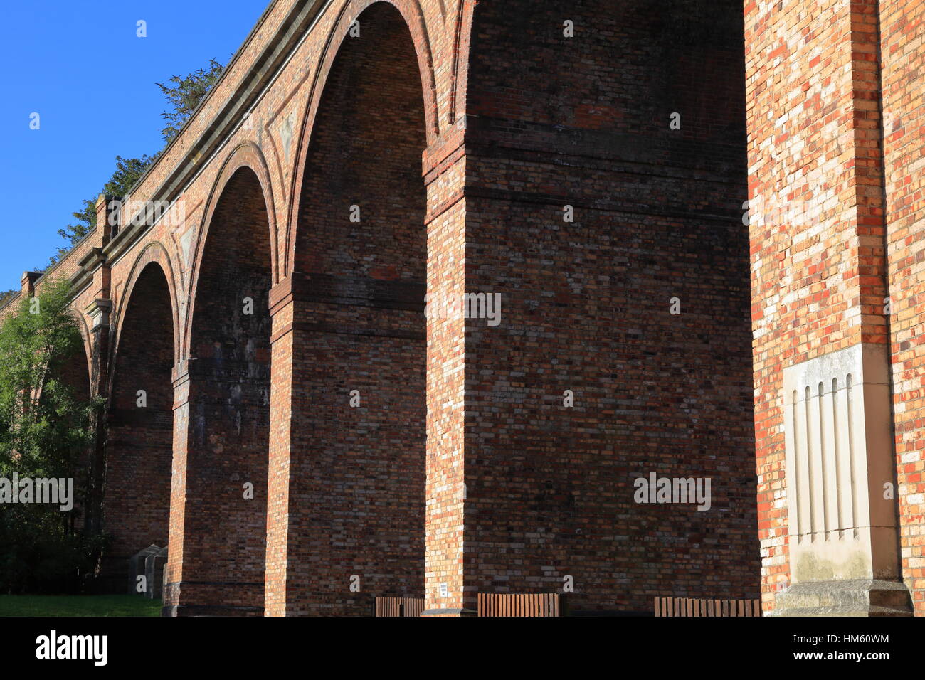 Victorian brick built railway viaduct archways across the Bourne Valley