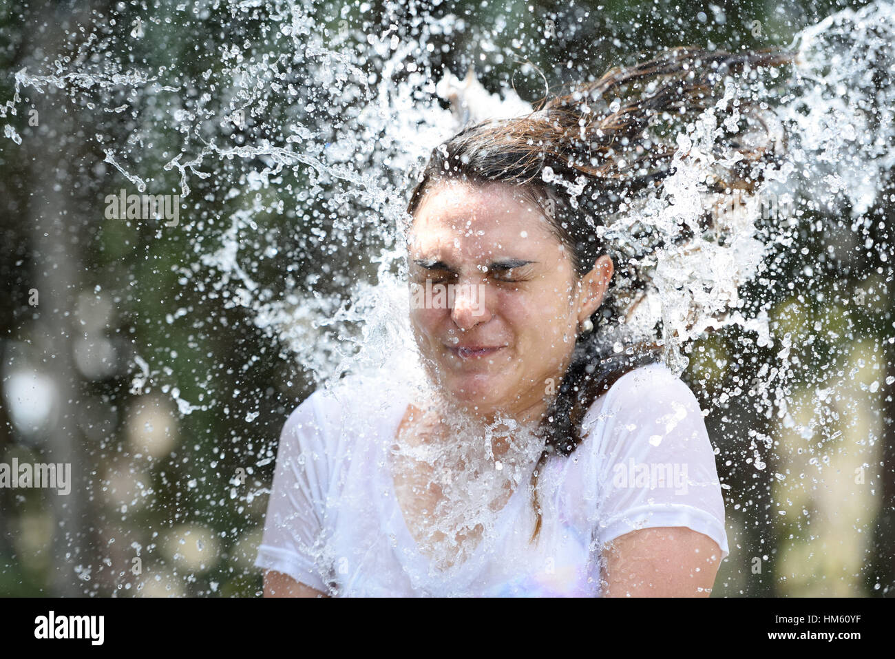 close up of water splash hit woman face Stock Photo - Alamy