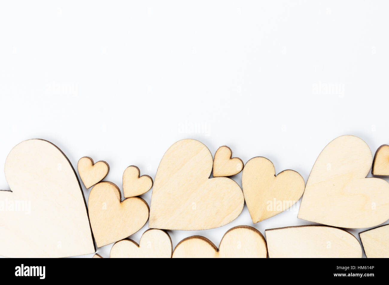 Wooden decorative hearts with copy space Stock Photo - Alamy