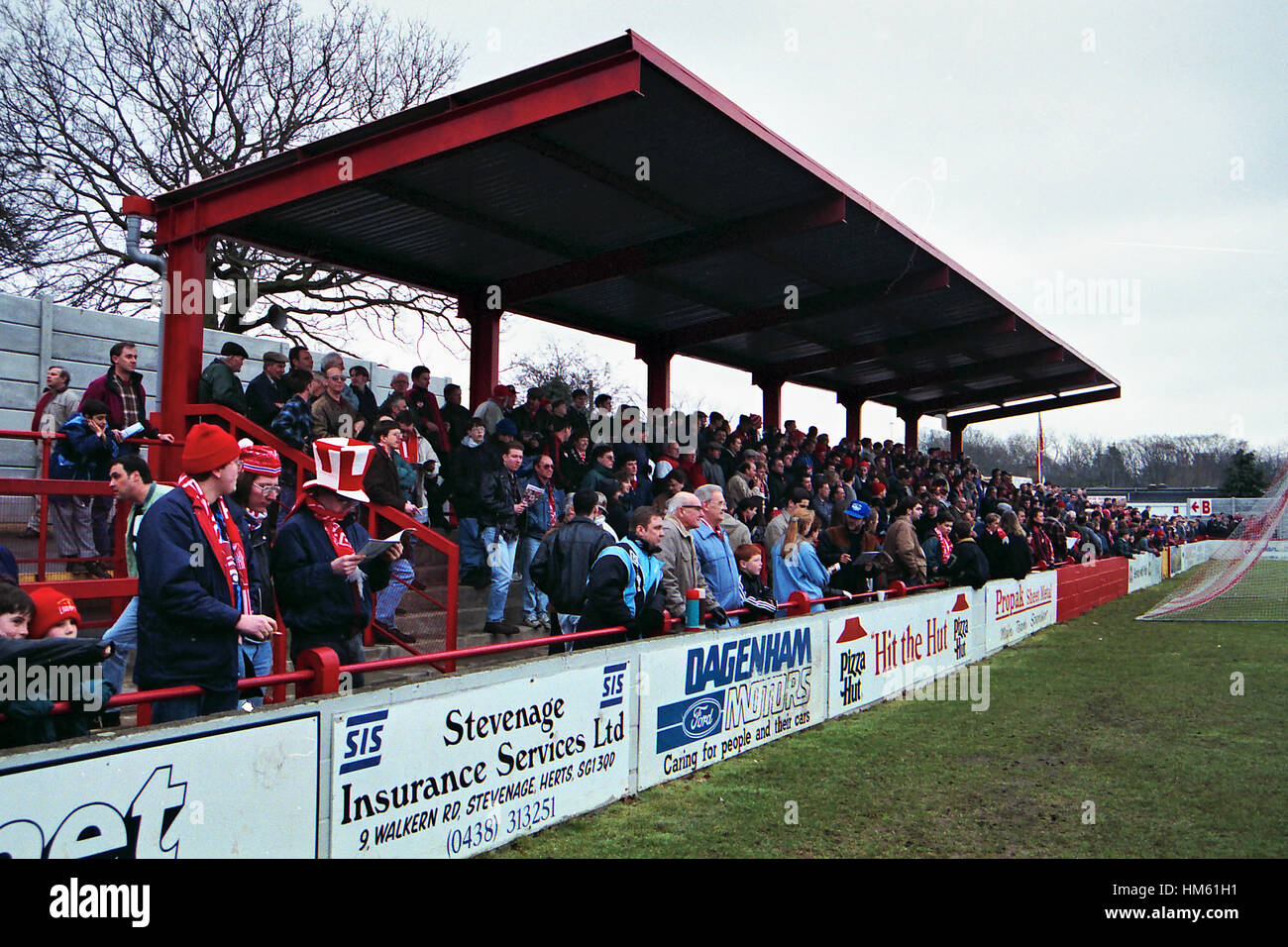 Broadhall Way, home of Stevenage Borough FC (Hertfordshire), pictured in March 1996 Stock Photo