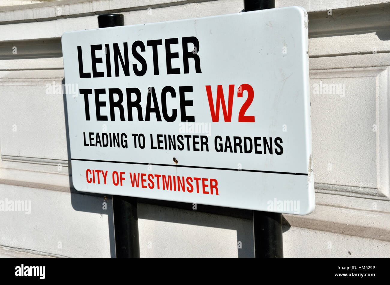 Leinster Terrace W2 street sign, London, UK Stock Photo