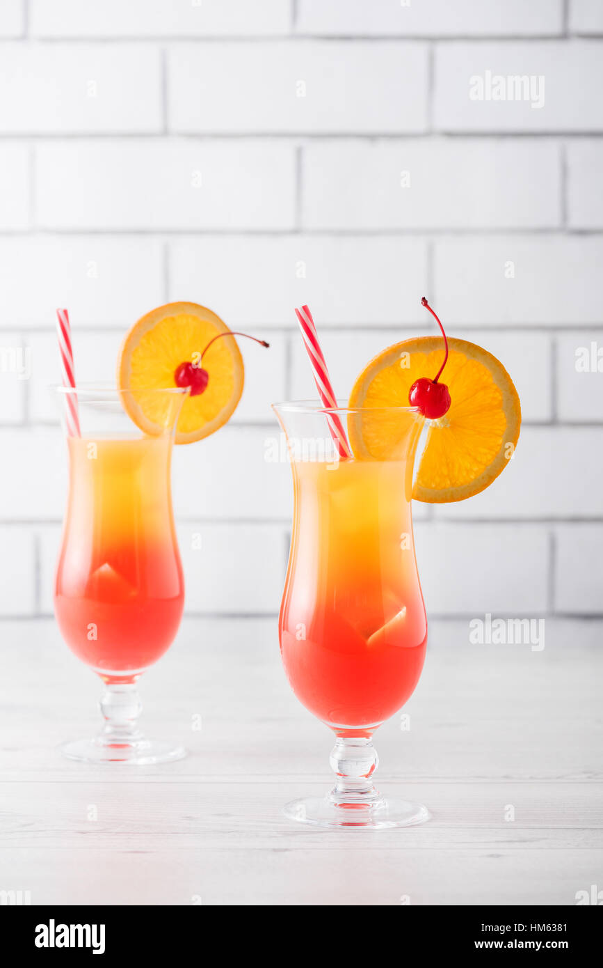 Fresh home made Tequila sunrise with garnish Stock Photo Alamy