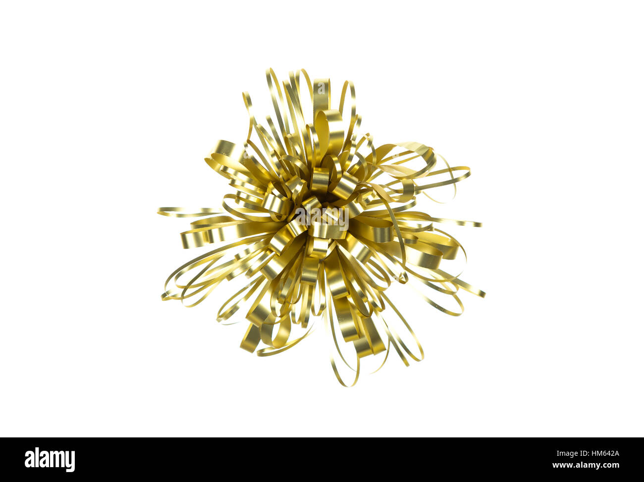 Gold ribbon bow isolated on white background Stock Photo - Alamy