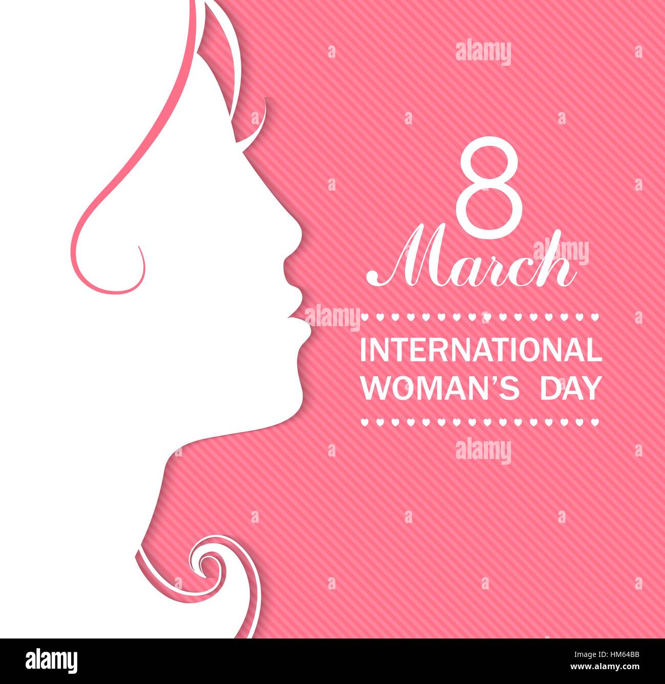 Happy Women's Day celebrations concept with a girl face on pink background. Vector illustration. Stock Vector